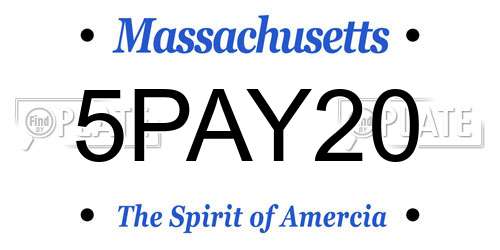 5PAY20 Massachusetts License Plate
