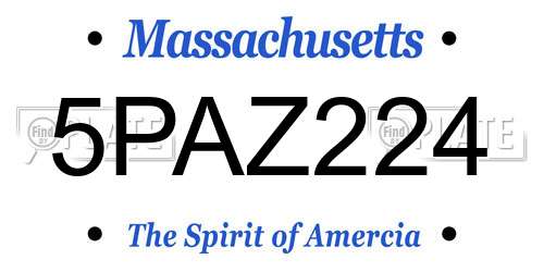 5PAZ224 Massachusetts License Plate