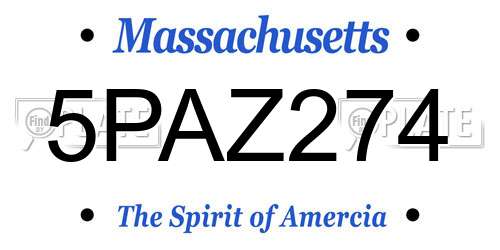 5PAZ274 Massachusetts License Plate