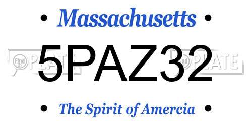 5PAZ32 Massachusetts License Plate