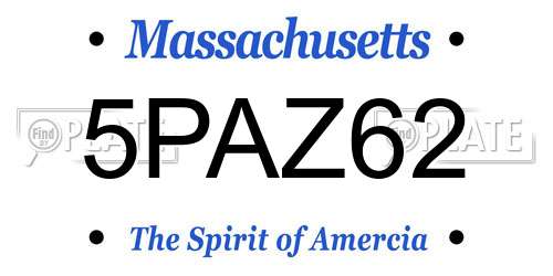 5PAZ62 Massachusetts License Plate