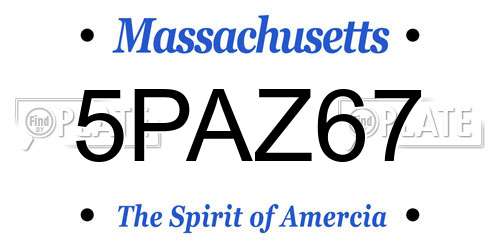 5PAZ67 Massachusetts License Plate