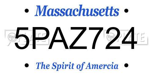 5PAZ724 Massachusetts License Plate