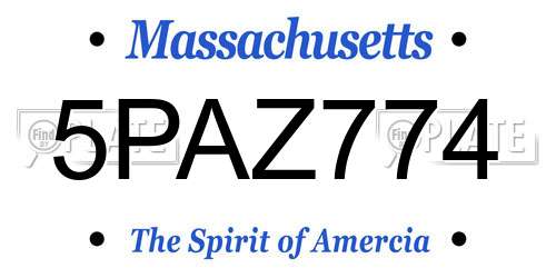 5PAZ774 Massachusetts License Plate