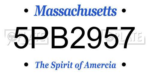 5PB2957 Massachusetts License Plate