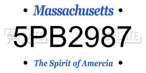 5PB2987 Massachusetts License Plate