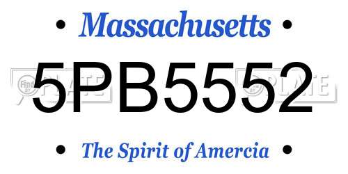 5PB5552 Massachusetts License Plate