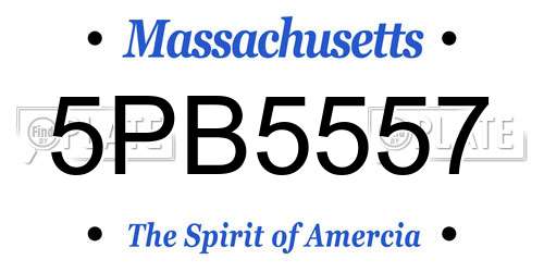 5PB5557 Massachusetts License Plate