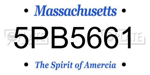5PB5661 Massachusetts License Plate