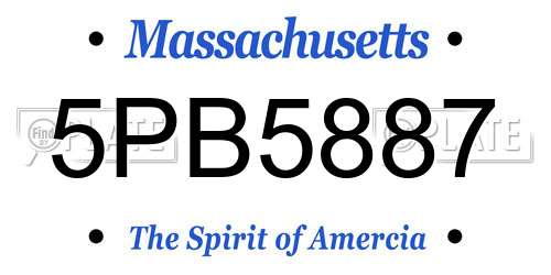 5PB5887 Massachusetts License Plate