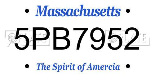 5PB7952 Massachusetts License Plate