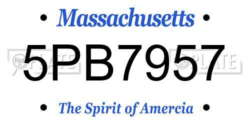 5PB7957 Massachusetts License Plate