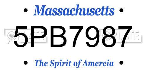 5PB7987 Massachusetts License Plate