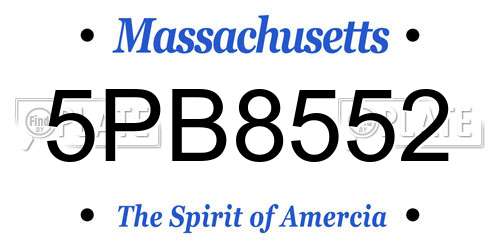 5PB8552 Massachusetts License Plate