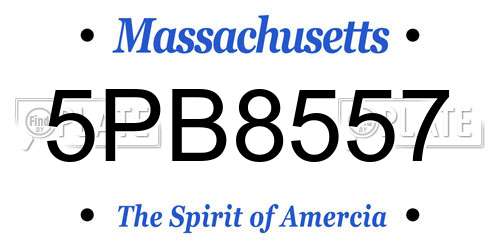5PB8557 Massachusetts License Plate