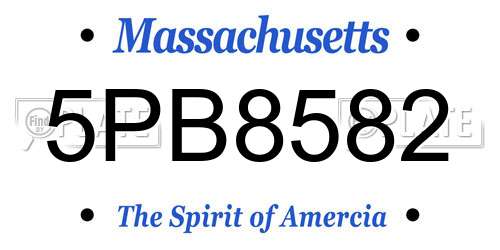 5PB8582 Massachusetts License Plate