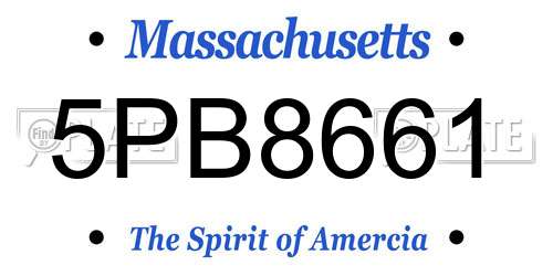 5PB8661 Massachusetts License Plate