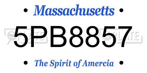 5PB8857 Massachusetts License Plate