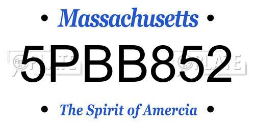 5PBB852 Massachusetts License Plate