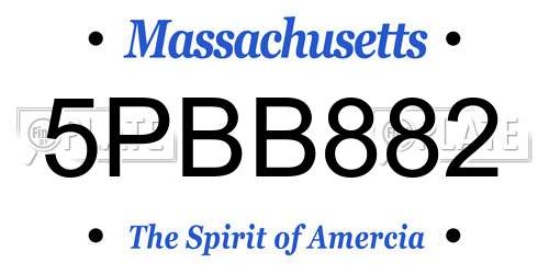 5PBB882 Massachusetts License Plate