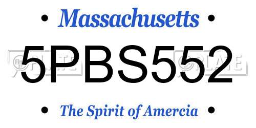 5PBS552 Massachusetts License Plate