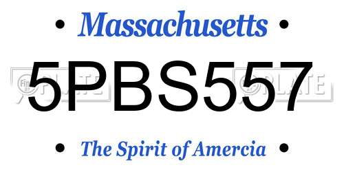 5PBS557 Massachusetts License Plate