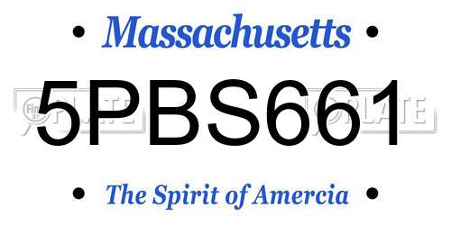5PBS661 Massachusetts License Plate