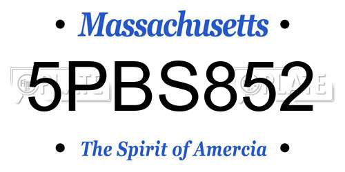 5PBS852 Massachusetts License Plate