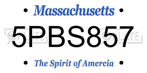 5PBS857 Massachusetts License Plate