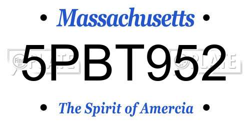 5PBT952 Massachusetts License Plate