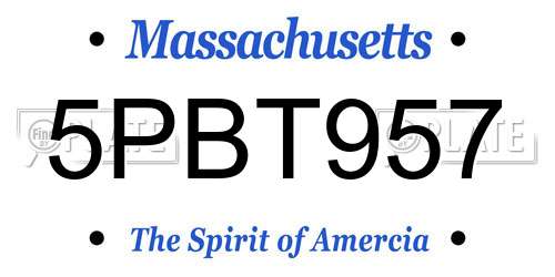 5PBT957 Massachusetts License Plate