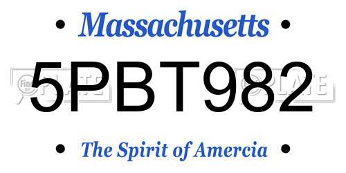 5PBT982 Massachusetts License Plate