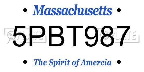 5PBT987 Massachusetts License Plate