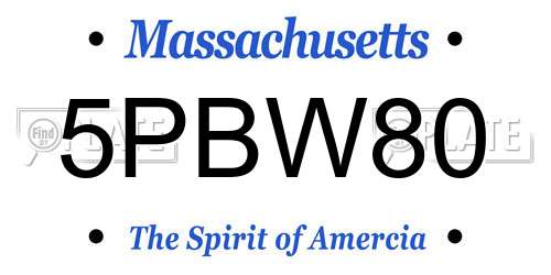 5PBW80 Massachusetts License Plate