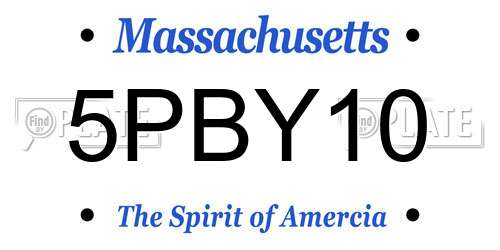 5PBY10 Massachusetts License Plate