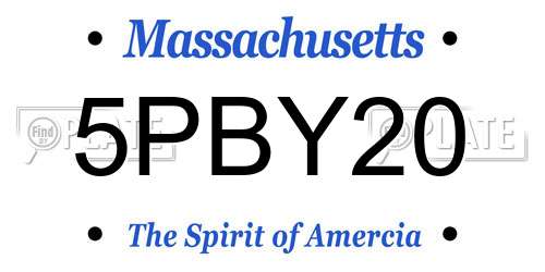 5PBY20 Massachusetts License Plate