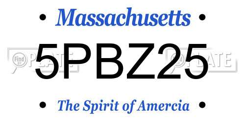 5PBZ25 Massachusetts License Plate