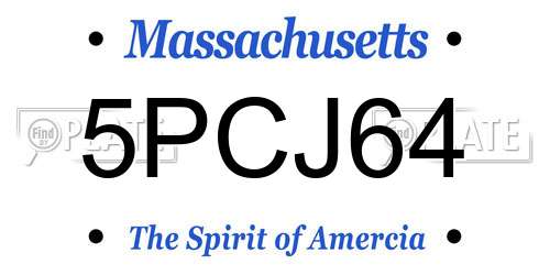 5PCJ64 Massachusetts License Plate
