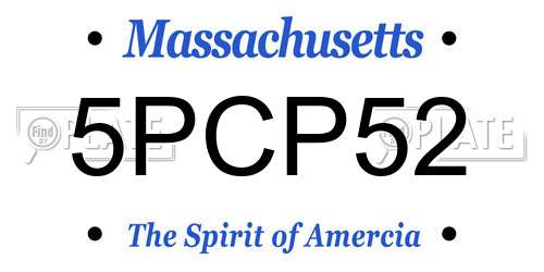 5PCP52 Massachusetts License Plate