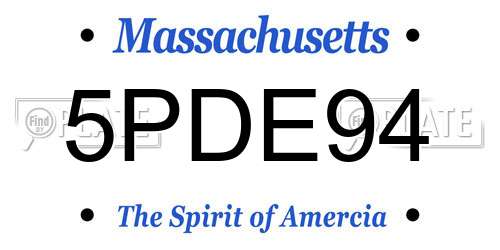 5PDE94 Massachusetts License Plate