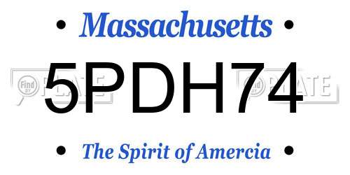 5PDH74 Massachusetts License Plate