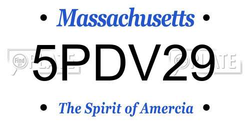 5PDV29 Massachusetts License Plate