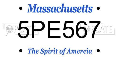 5PE567 Massachusetts License Plate