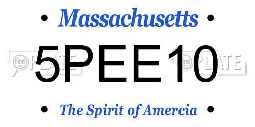 5PEE10 Massachusetts License Plate