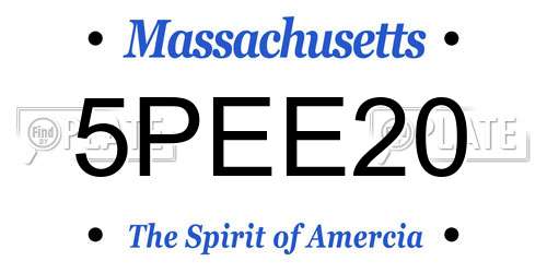 5PEE20 Massachusetts License Plate
