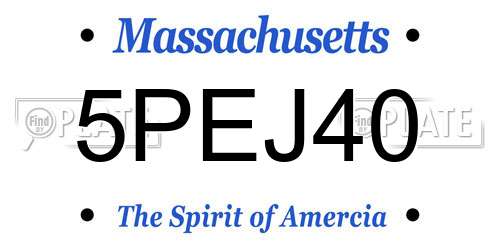 5PEJ40 Massachusetts License Plate