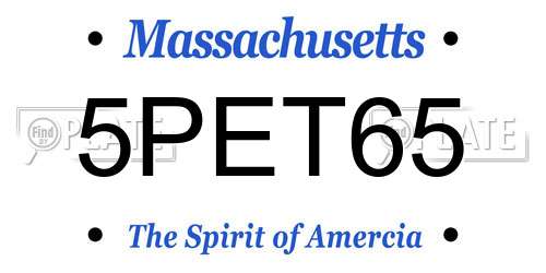 5PET65 Massachusetts License Plate