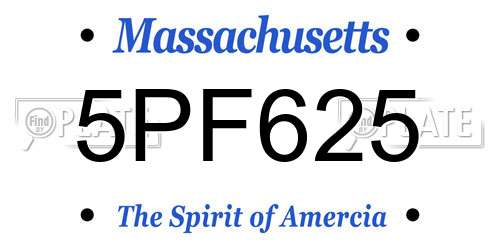 5PF625 Massachusetts License Plate