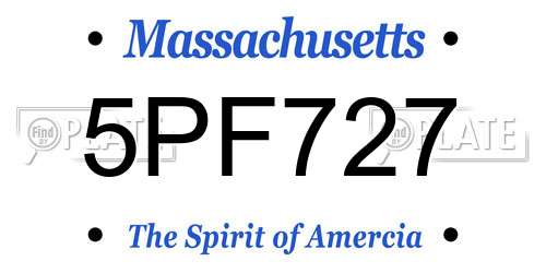 5PF727 Massachusetts License Plate