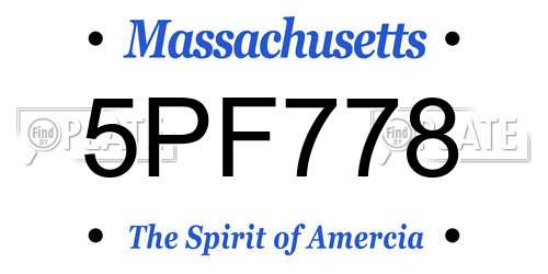 5PF778 Massachusetts License Plate